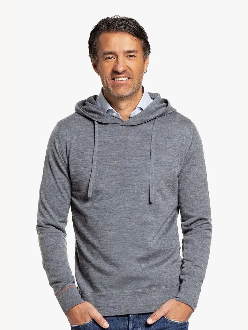 Men's Faherty Gray Hooded Knit Pullover Shirt